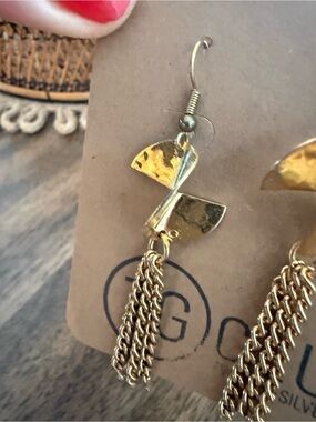Twisted Silver- Gold Tassel Chain Drop Earrings